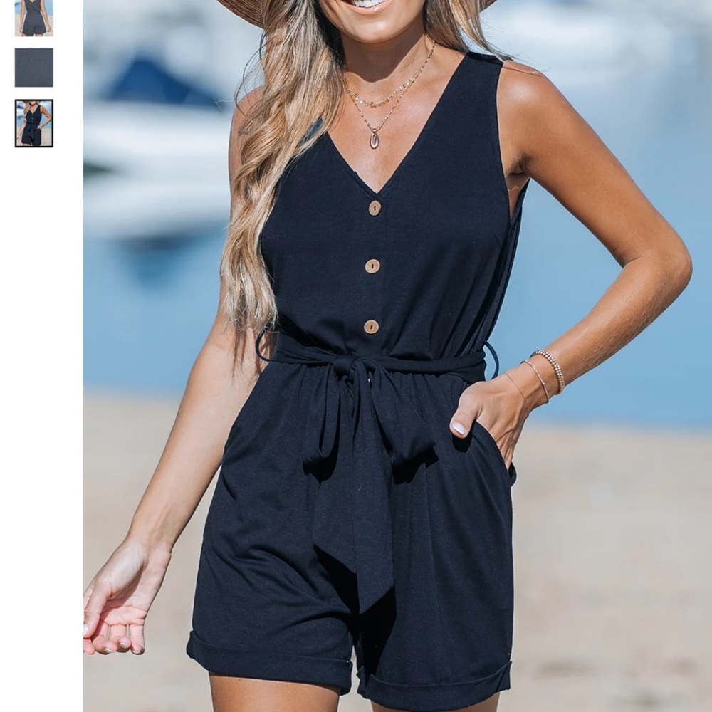 Cupshe Blue Sleeveless Jumpsuit with Tie Waist
